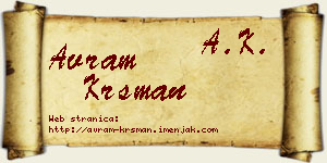 Avram Krsman vizit kartica